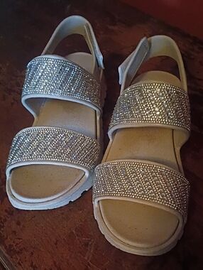 Skechers Champagne Crystal Strappy Slingback Sandals
